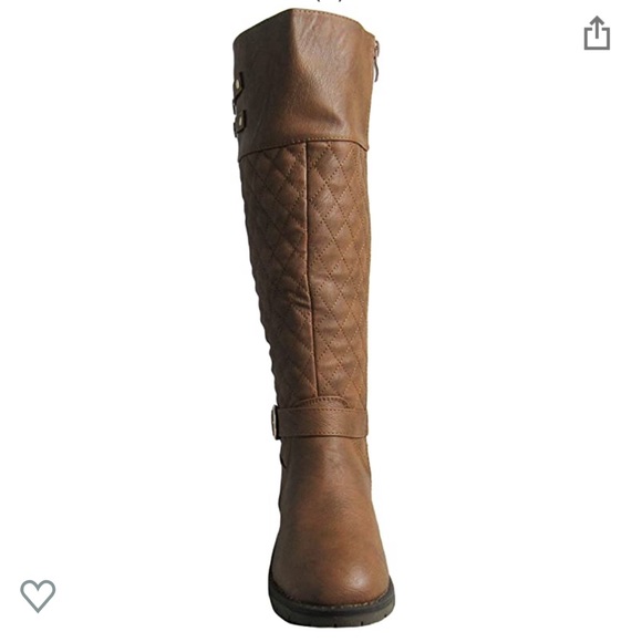 Tan Quilted Knee High Equestrian Riding Boots - Picture 4 of 8